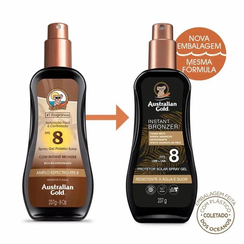 Australian Gold Instant Bronzer FPS 8 - Protetor Solar em Spray 237g - A Perfumista Mococa