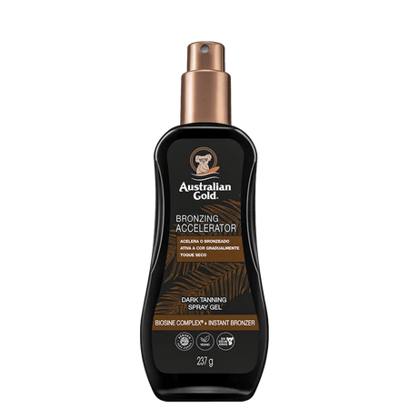 Australian Gold Dark Tanning Accelerator Spray With Instant Bronzer - Spray Bronzeador 237g - A Perfumista Mococa