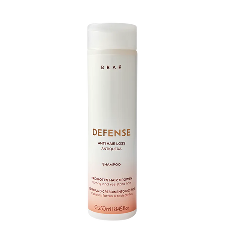  Shampoo Braé Defense Anti Hair Loss nutre e tonifica o couro cabeludo, enquanto limpa sem ressecar ou agredir a barreira cutânea.